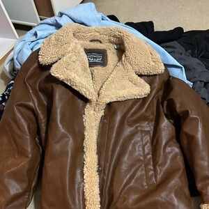 Levi's Brown Leather Jacket with Cream Shearling